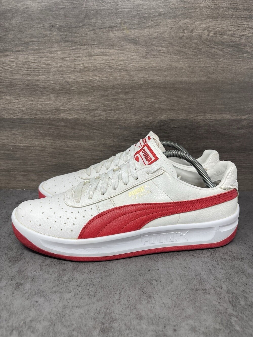 Puma California Exotic White Red Size 9.5 Mens Leather Retro Sneakers 366613-07